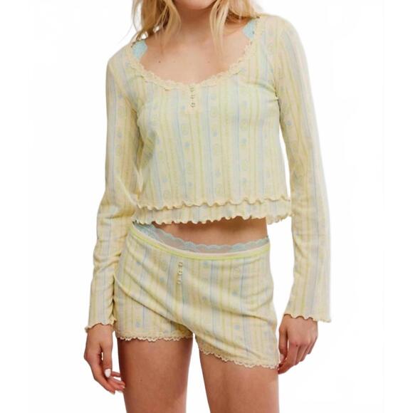 NEW FREE PEOPLE spring break sleep set in butter - Picture 1 of 5